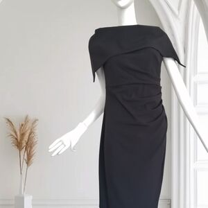 Vince Camuto Black Off-Shoulder Midi Dress